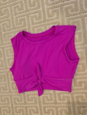 Robin Piccone Knot-Front SwimTop - Bright Fuchsia, Size S